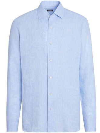 Ermenegildo Zegna Pure Linen long-sleeve shirt - men - Linen/Flax - M - Blue