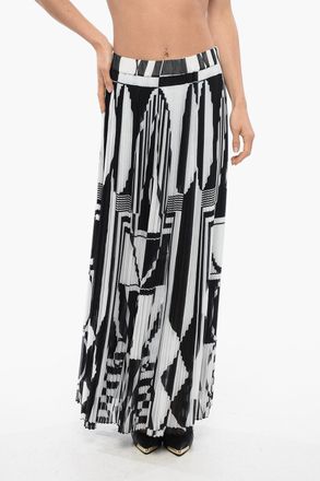 Balmain Gonna Longuette Plissettata Con Stampa Geometrica Balmain