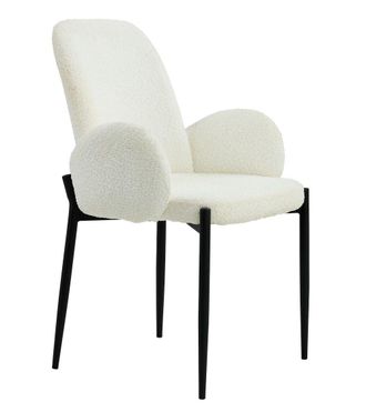 Home Heavenly Home Heavenly - Pack 2 Sillas Comedor De Dise&ntilde;o Cheryl, Tapizadas Tejido Borreguito Y Patas Metal Negro. Color: Blanco