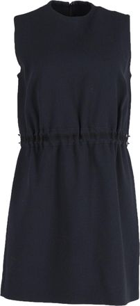 Victoria Beckham Elasticated Mini Dress in Navy Blue Wool