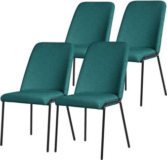 ML Design Ml-design Juego 4x Sillas De Comedor En Color Azul Petr&oacute;leo Poli&eacute;ster Tapizado Con Patas De Metal Asiento Acolchado Con Respaldo Dise&ntilde;o Atemporal Mueb