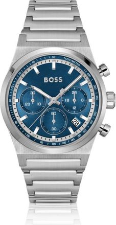 BOSS Silver-tone chronograph watch with blue dial
