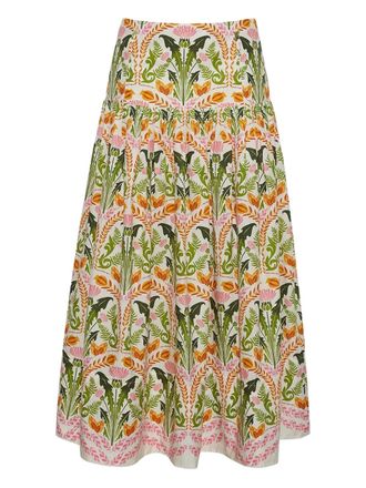 Cara Cara Jiya floral-print tiered skirt - women - Cotton/Cotton - 00 - White