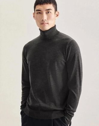 Seidensticker Seidensticker Mens Merino Wool Roll Neck Knit Grey - Size: 42