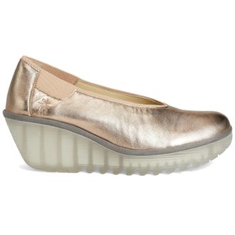 FLY London YOZA438FLY Laminato Leather Womens Heels Shoes - Sahara - Size:UK 8