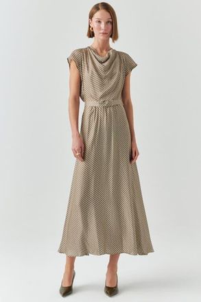Exquise Leslie Midi Dress in Beige Patterned at Nordstrom, Size Xx-Large