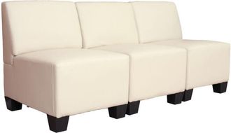 Hhg Hhg - Sof&aacute; Modular 3 Plazas Lyon, Polipiel, Crema, Sin Reposabrazos