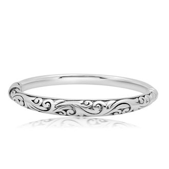MAX + STONE Sterling Silver Filigree Bangle Bracelet 7 inch