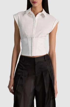 Alice & Olivia Kim Paneled Corset Top in Off White at Nordstrom, Size 12