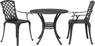 vidaXL 3 Piece Bistro Set Black Cast Aluminium vidaXL