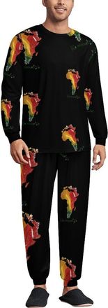 Generic Africa Map Mens Pyjamas Set Winter Loungewear Sets Long Sleeve Tops And Length Sleep Sleepwear