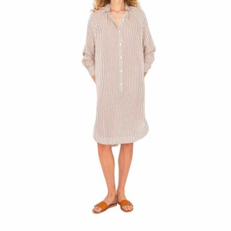Kule Madrid Midi Shirt Dress In Cream/bronze