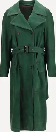 Valstar Vintage effect suede double breasted Trench Coat Female 38