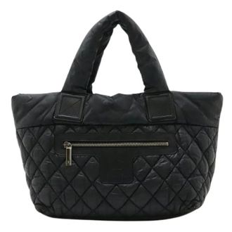 Chanel Pre-owned Tote Bags, female, Black, Size: ONE SIZE Pre-owned Coco Cocoon Nylon Leather Tote Bag