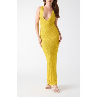 Guess Ellie Pointelle Knit Maxi Dress in Medium Yellow at Nordstrom, Size X-Small