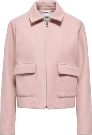 Only Kurzjacke ONLY ONLVELA ZIP SHORT JACKET OTW, Damen, Gr. XL, misty rose detail:melange, Web, Obermaterial: 92% Polyester, 8% Viskose, meliert, h&uuml;ftlang