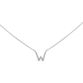 House of Brilliance 10K White Gold Diamond Accent A-Z Block Initial Pendant Necklace in White Gold | W at Nordstrom