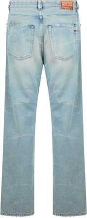 Diesel Womens Straight-Leg Jeans Light Blue Cotton