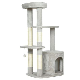 Urban Meuble &Aacute;rbol rascador para gatos de 114 cm con nicho y plataformas - Gris