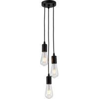 OEM L&aacute;mpara De Techo Vintage Negra De 3 Luces Con Casquillo E27 (bombilla No Incluida), L&aacute;mpara De Techo De Hierro Simplicity Para Sal&oacute;n, Dormitorio, Rest
