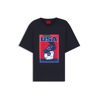 HUGO BOSS Relaxed-fit T-shirt in cotton with soccer artwork