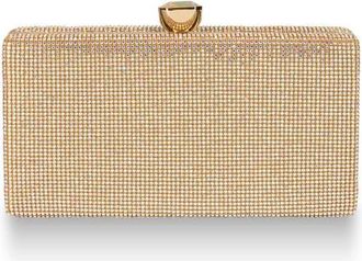 Whiting & Davis Olivia Crystal Top Minaudiere in Metallic Gold at Nordstrom
