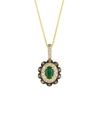 Le Vian Precious 14K 1.06 Ct. Tw. Diamond & New Emerald Pendant Necklace