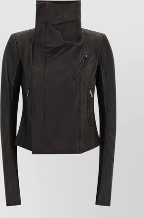 Rick Owens lamb leather double-breasted biker jacket