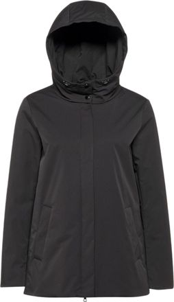 Geox Minimalist Black Hooded Jacket with Concealed Zip Closure