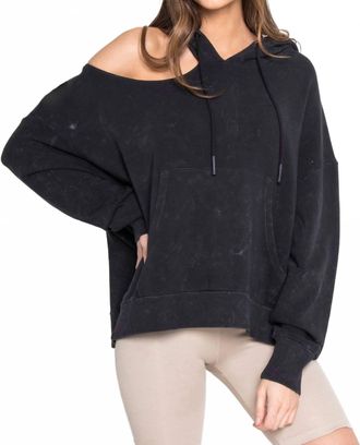 Chrldr Oversized Cut Shoulder Hoodie In Mineral Black