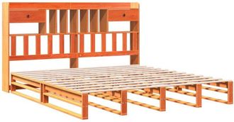 vidaXL Vidaxl - Cama Con Estanter&iacute;a Sin Colch&oacute;n Madera Maciza Marr&oacute;n 200x200 Cm