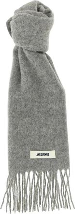 Jacquemus Wolmix Sjaal met Franjes - Heren - Wintersjaals - Grijs - ONE Size - Wol - Accessoires