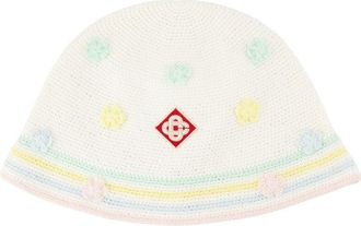 Casablanca Unisex A-Aw25-Hat-095-01 Kawaii Crochet Bucket Hat White Cotton