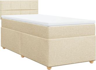 vidaXL Vidaxl - Cama Box Spring Con Colch&oacute;n Tela Color Crema 80x200 Cm
