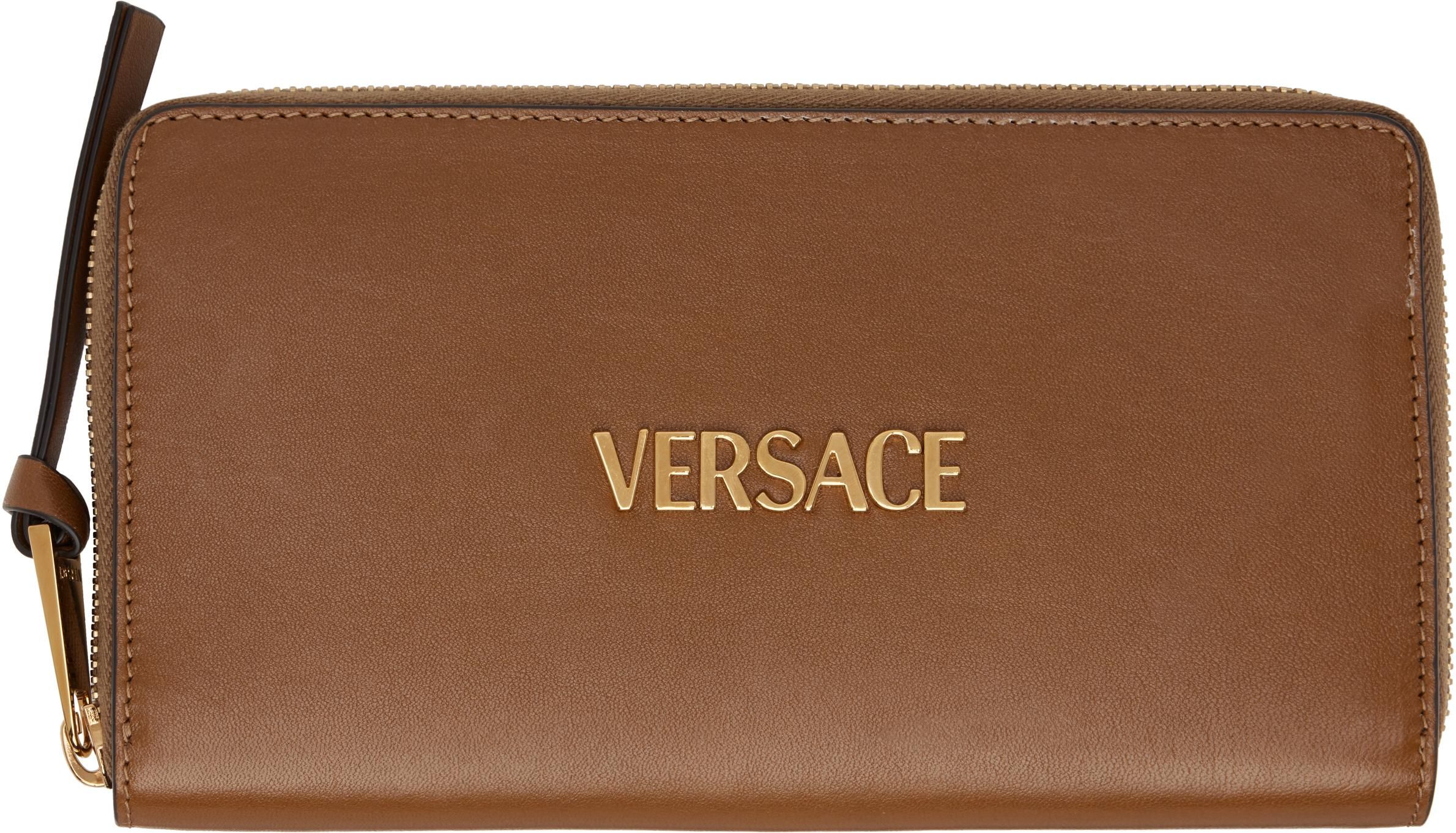 【関税&送料込】Versace Long Wallet With Logo Versace Tag Long Wallet Brown | VERSACE US