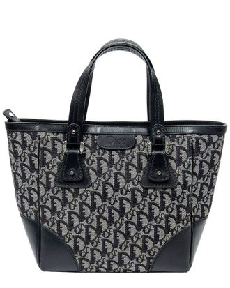 Dior Black & Grey Diorissimo Canvas Zip Shopping Tote (Authentic Pre-Loved)