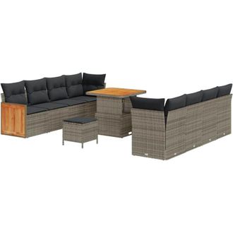 vidaXL Conjunto De Sof&aacute; De Jard&iacute;n 11 Pcs Gris, Gris Oscuro Vidaxl