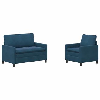 vidaXL Juego De Sof&aacute; 2 Uds. Azul Terciopelo Vidaxl