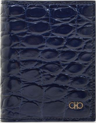 Ferragamo Men Gancini credit card holder Blue