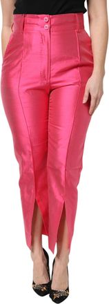 Dolce & Gabbana Womens Pink Silk High Waist Tapered Pants