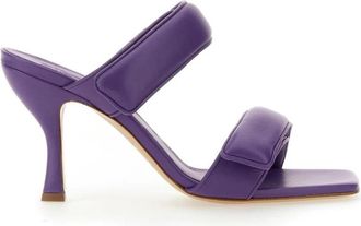 Gia Borghini Perni 03 Vierkante Neus Gewatteerde Hoge Hak Sandalen - Dames - Muiltjes - Paars - 36 EU - Leer - Schoenen