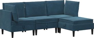 vidaXL Juego De Muebles De Sal&oacute;n 4 Uds. Azul Terciopelo Vidaxl