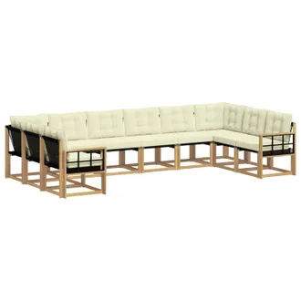vidaXL Set Di Divani Da Esterno 10 Pz Bianco E Crema Vidaxl