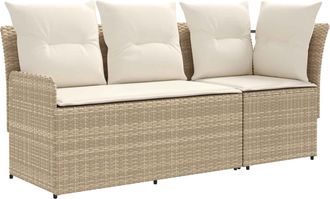 vidaXL 2 Uds. Sof&aacute; De Jard&iacute;n Con Brazo Y Sof&aacute; En Esquina Beige Y Crema Vidaxl