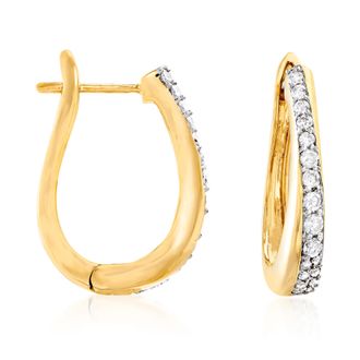 Ross-Simons Diamond Hoop Earrings in 18kt Gold Over Sterling