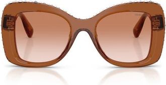 Swarovski 51mm Butterfly Sunglasses in Transparent Brown /Brown at Nordstrom