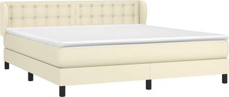 vidaXL Cama Box Spring Con Colch&oacute;n Cuero Sint&eacute;tico Crema 160x200 Cm Vidaxl