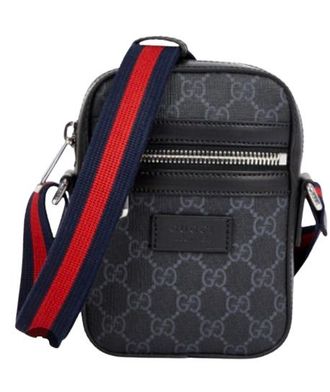 Gucci Black Coated Canvas GG Supreme Messenger Bag