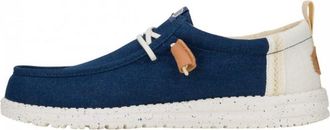 HeyDude HEY DUDE men low shoes WALLY CRAFT LINEN 43086-4UA size 45 Blue / white