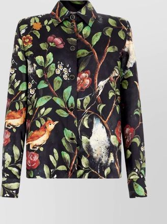 Roberto Cavalli floral long sleeve collared top